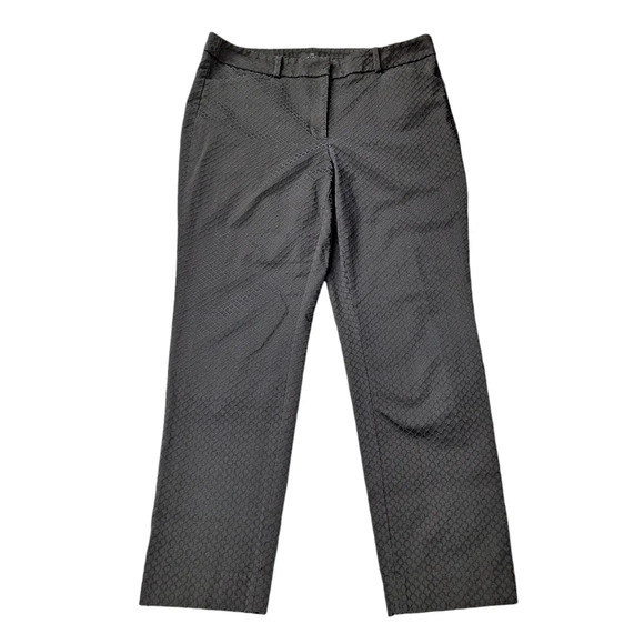 White House Black Market Sz‎ 10 The Slim Ankle Black Textured Pant - Picture 2 of 15